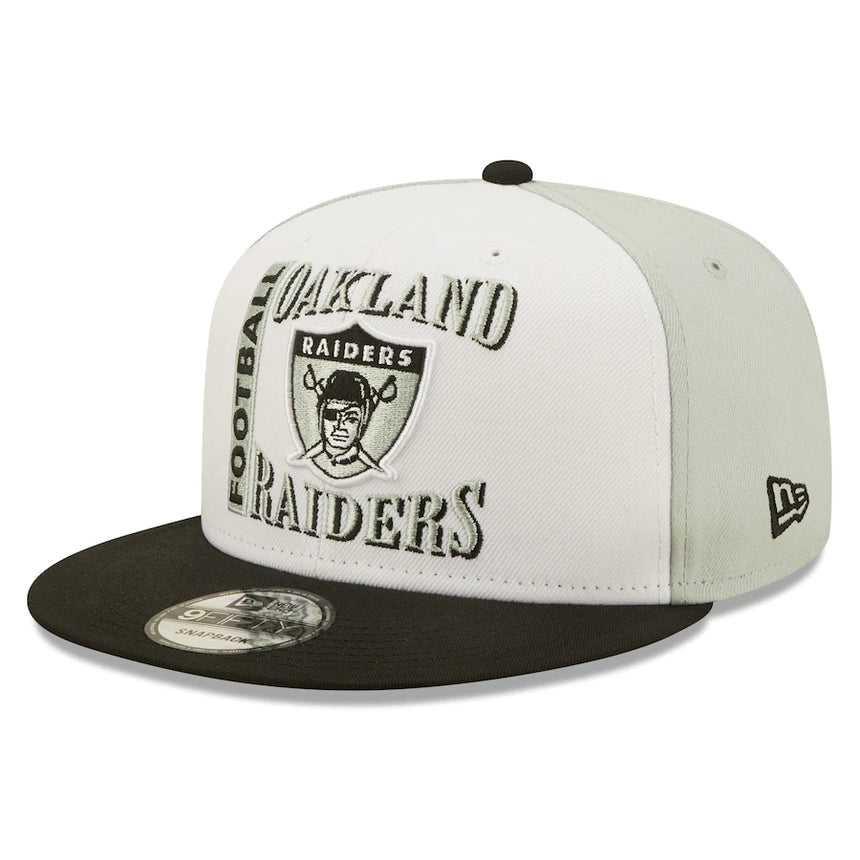 Oakland Raiders Historic Logo Retro Sport 3 Tone New Era 9FIFTY Snapback Hat - Pro Jersey Sports