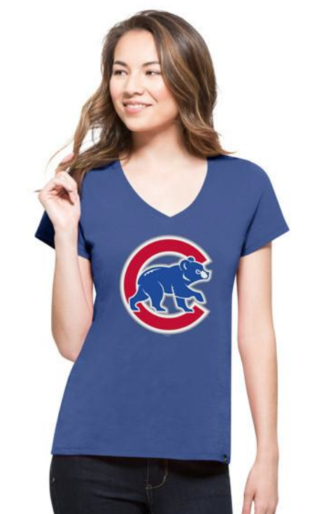 Womens Chicago Cubs Clutch Splitter V-Neck Tee