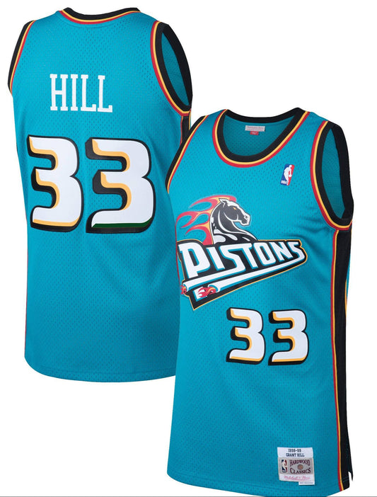 Men's Detroit Pistons Grant Hill Mitchell & Ness Teal 1998-99 Hardwood Classics Swingman Jersey - Pro Jersey Sports