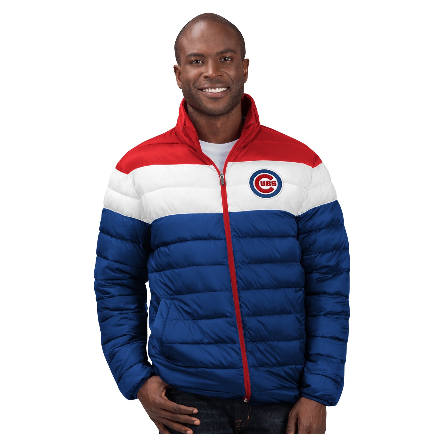 Men's Chicago Cubs Cold Front Polly Filled Nylon Full Zip Jacket By G-III - Pro Jersey Sports