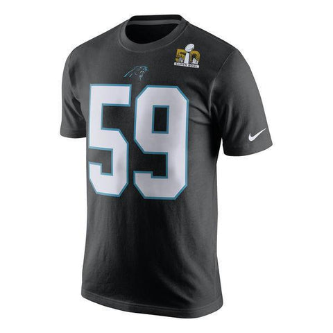 Carolina Panthers Mens Nike Luke Kuechly Name and Number SB50 T-Shirt