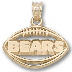 Chicago Bears Solid 10K Gold ''BEARS'' Pierced Football Pendant - Pro Jersey Sports