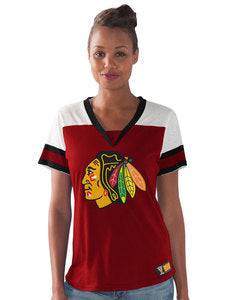 Women's Chicago Blackhawks G-III 4Her by Carl Banks Red 5 On 5 Tee - Pro Jersey Sports
