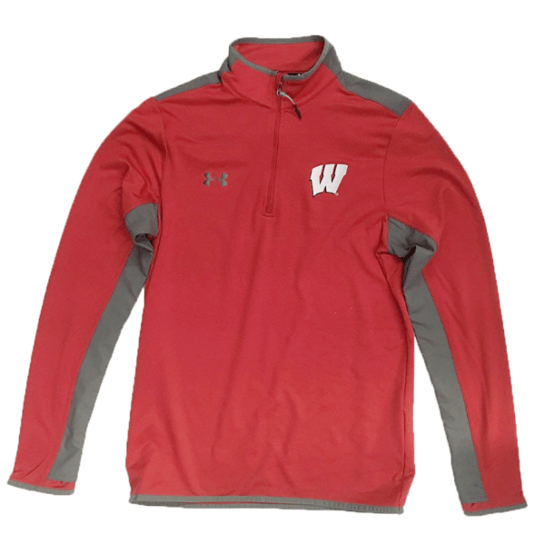 NCAA Wisconsin Badgers Red Flawless Survival 1/4 Zip Track Jacket By Under Armour - Pro Jersey Sports