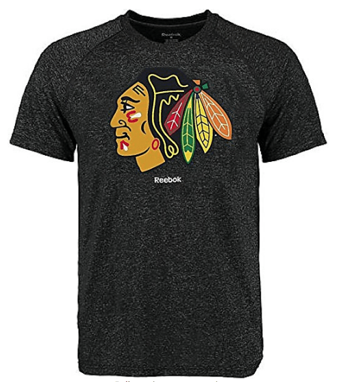 Mens Reebok Chicago Blackhawks Heather Black Ultimate Jersey Crest Short Sleeve Synthetic T Shirt - Pro Jersey Sports
