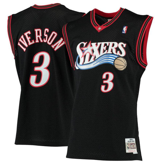 Youth Philadelphia 76ers Allen Iverson Mitchell & Ness Black 2000-01 Hardwood Classics Swingman Jersey - Pro Jersey Sports