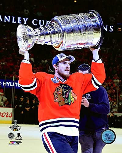 Chicago Blackhawks Andrew Shaw with the Stanley Cup Game 6 of the 2015 Stanley Cup Finals - Pro Jersey Sports