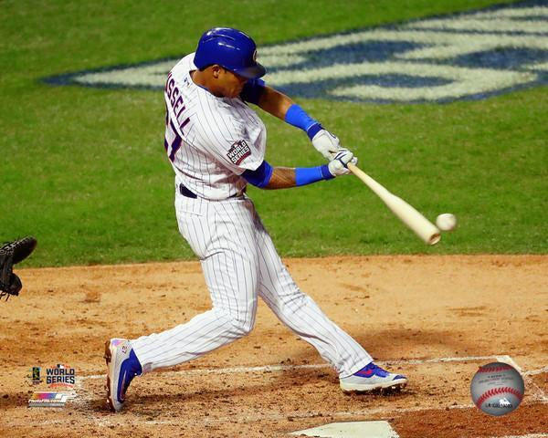 Chicago Cubs Addison Russell 2016 World Series Action Shot - Pro Jersey Sports