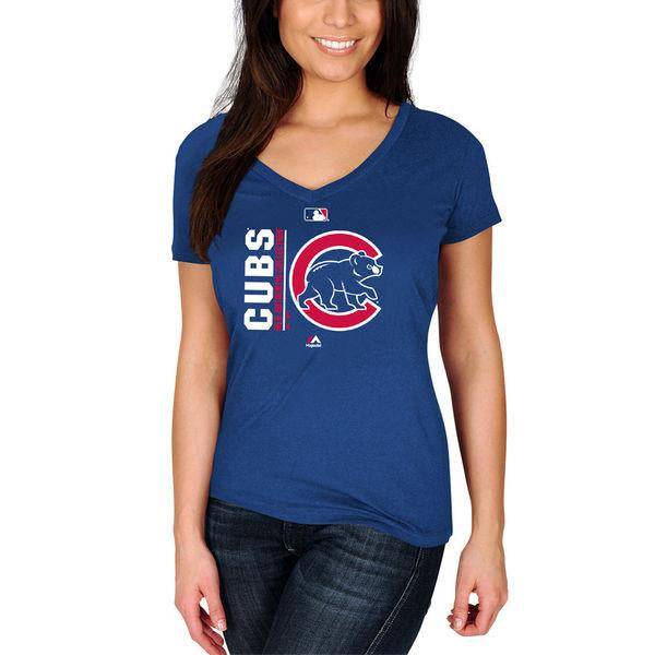 Women's Chicago Cubs Majestic Royal Authentic Collection Team Icon V-Neck T-Shirt - Pro Jersey Sports