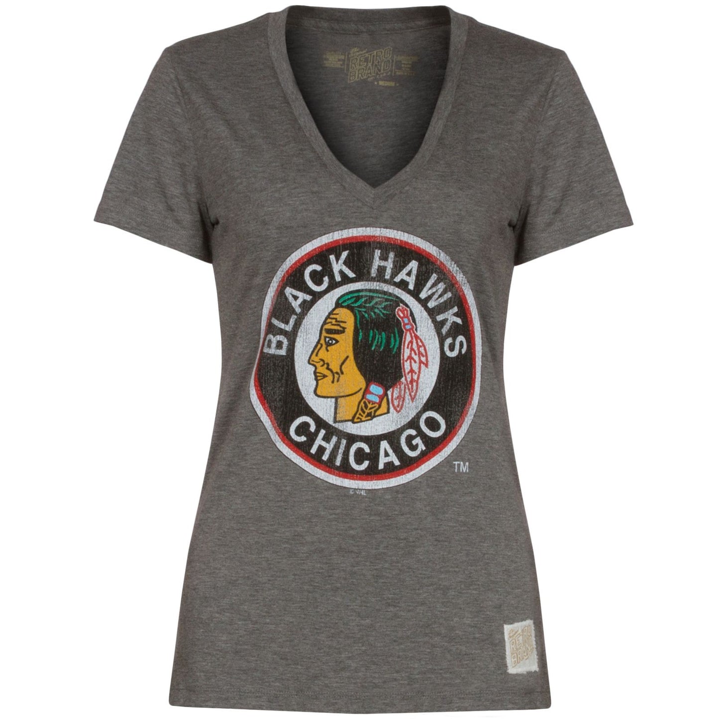 Women's Chicago Blackhawks Retro Logo Deep V-Neck Tee - Pro Jersey Sports