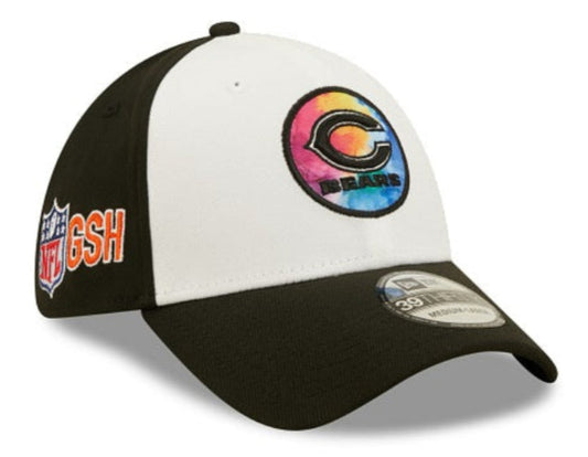 Men's Chicago Bears New Era Crucial Catch 2022 NFL Coaches Sideline Primary Logo White/Black 39THIRTY Flex Hat - Pro Jersey Sports