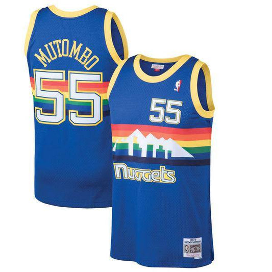Mens Denver Nuggets Dikembe Mutombo Mitchell & Ness Blue 1991-92 Hardwood Classics Swingman Jersey - Pro Jersey Sports