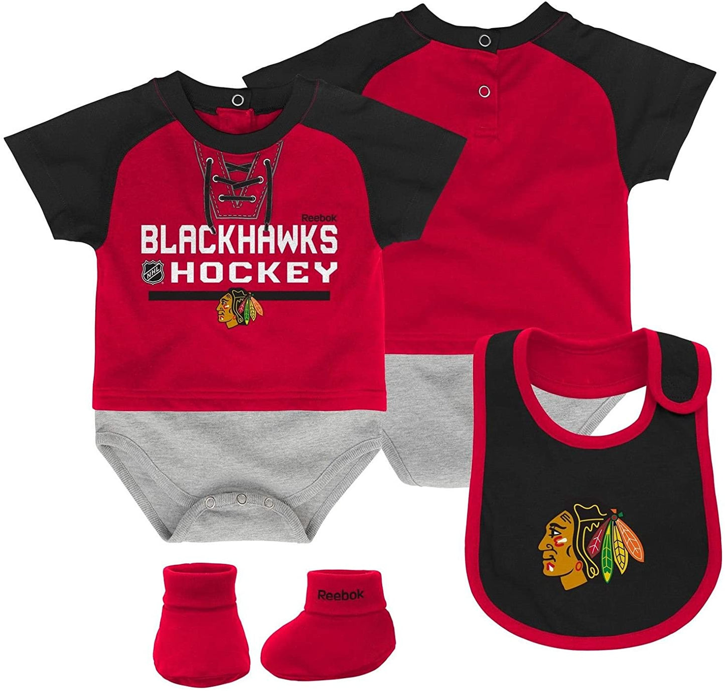 Chicago Blackhawks Infant 3-Piece Bib and Bootie Set - Pro Jersey Sports