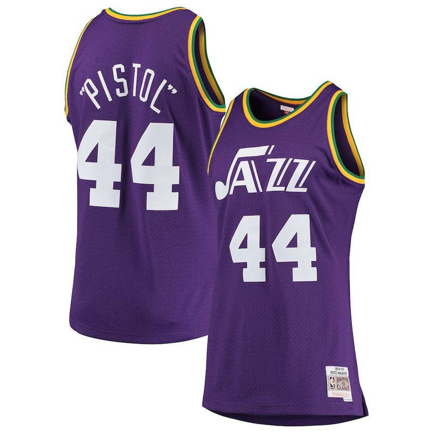 Men's New Orleans Jazz "Pistol" Pete Maravich Mitchell & Ness Purple Swingman Jersey - Pro Jersey Sports