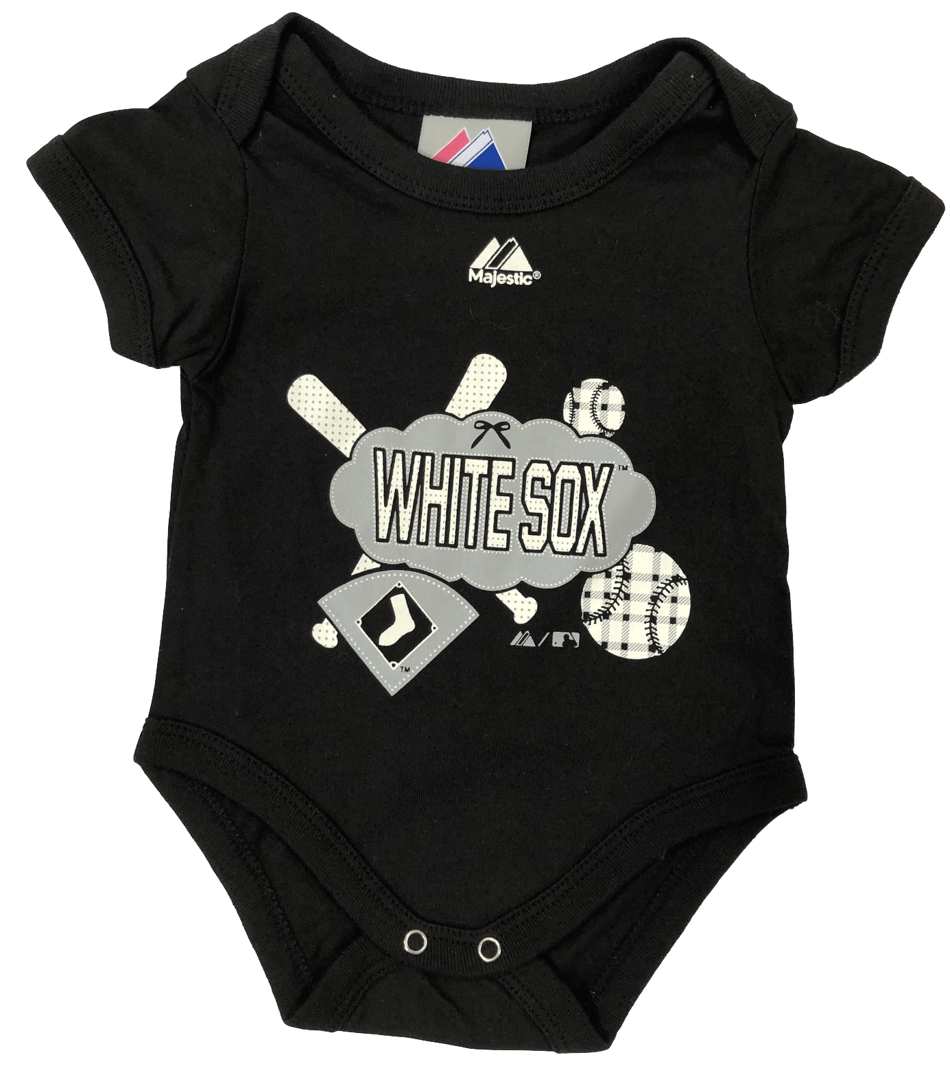 Chicago White Sox Black "PLAID BASEBALL" Onsie - Pro Jersey Sports