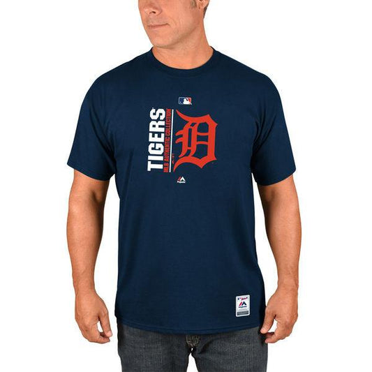 Men's MLB Detroit Tigers Majestic Navy Authentic Collection Team Icon T-Shirt