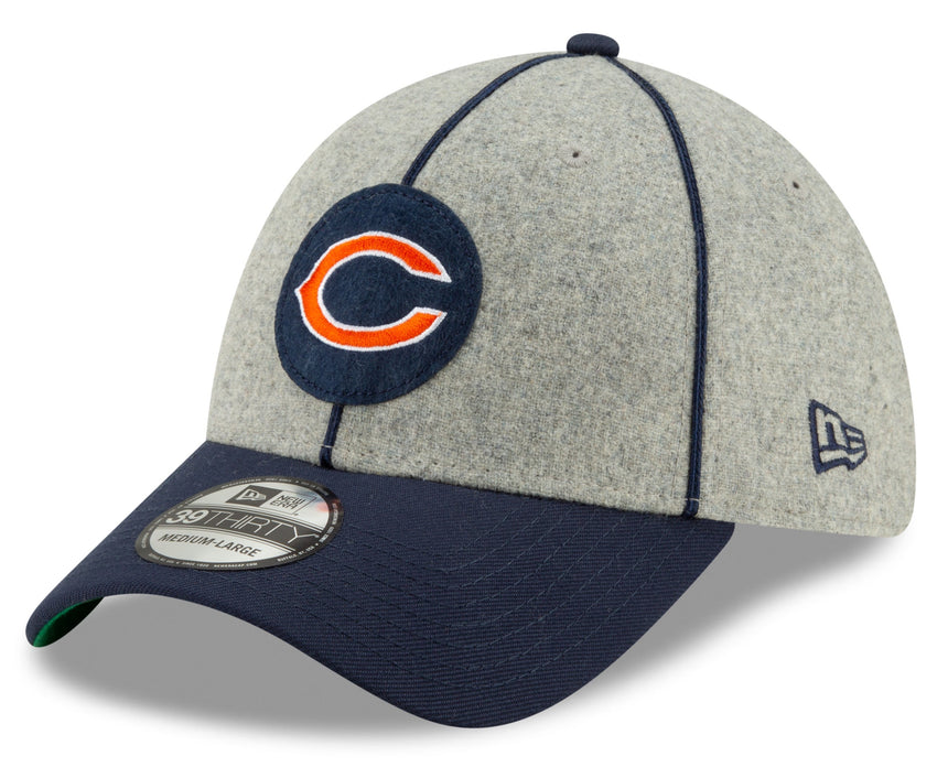 Chicago Bears 2019 Established Collection Sideline 1920 Home "C" Logo Gray/Navy 39THIRTY Flex Hat - Pro Jersey Sports