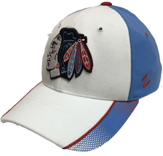 Mens NHL Chicago Blackhawks City Flag Pulsar White/Blue Zephyr Flex Hat - Pro Jersey Sports