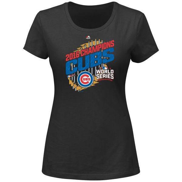 Women's Chicago Cubs Black 2016 World Series Champions Parade T-Shirt - Pro Jersey Sports