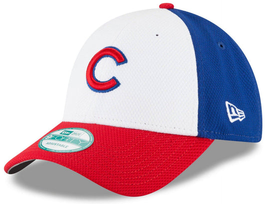 Men's Chicago Cubs New Era White/Red Perforated Block 9FORTY Adjustable Hat - Pro Jersey Sports