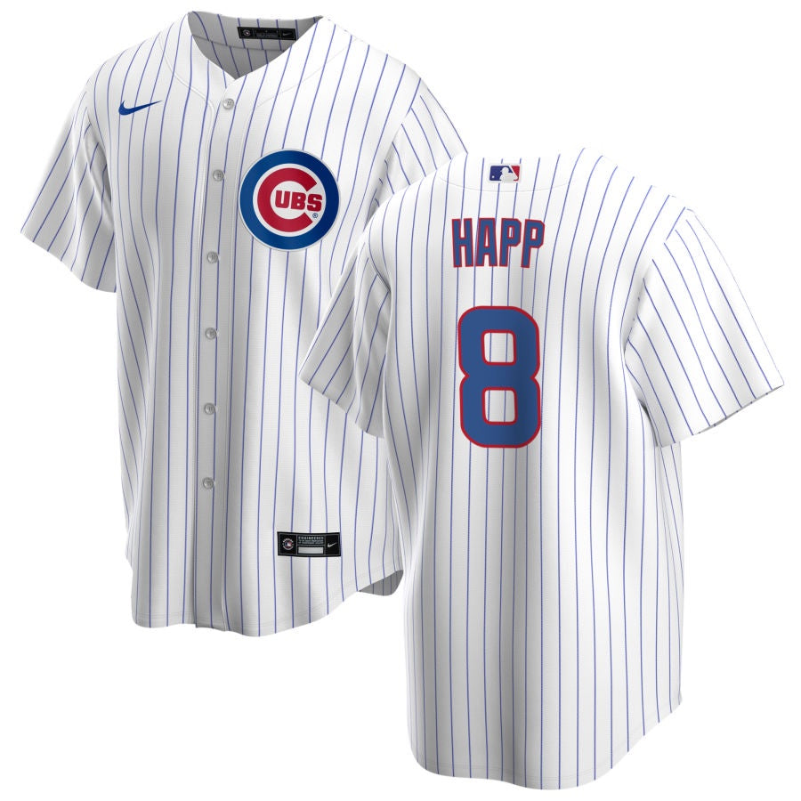 NIKE Men's Ian Happ Chicago Cubs White Home Premium Stitch Replica Jersey - Pro Jersey Sports