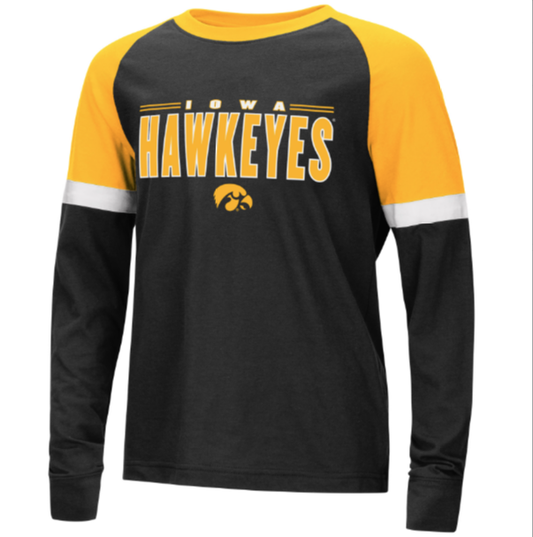 Iowa Hawkeyes Colosseum Youth Ollie Long Sleeve Raglan T-Shirt