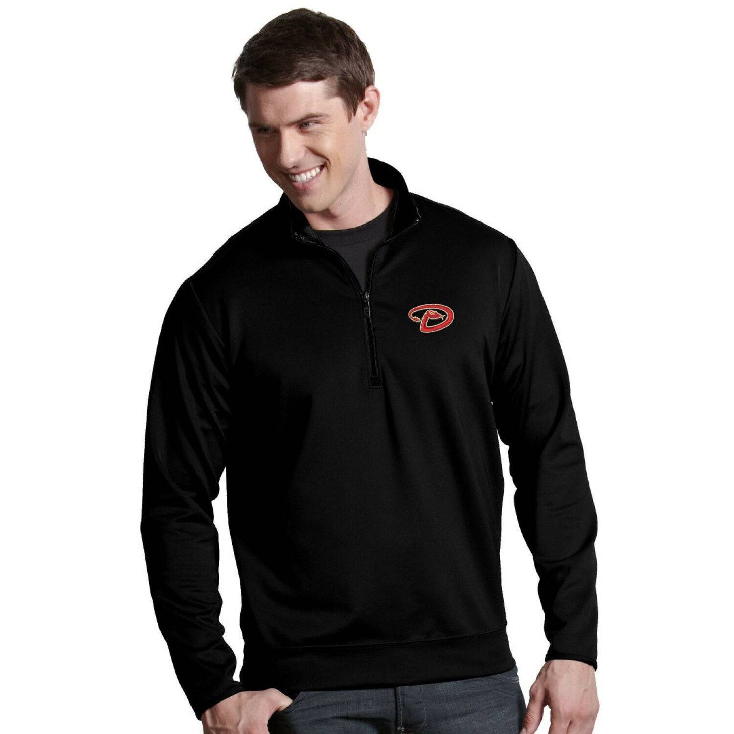 Antigua Men's Arizona Diamondbacks Leader Black Quarter-Zip Pullover - Pro Jersey Sports