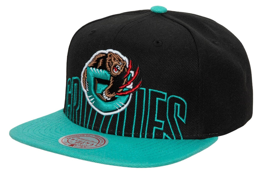 Men's Vancouver Grizzlies Mitchell & Ness 2 Tone Black and Teal Low Big Face Hardwood Classics Snapback Hat - Pro Jersey Sports