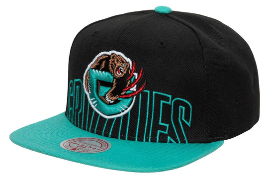 Men's Vancouver Grizzlies Mitchell & Ness 2 Tone Black and Teal Low Big Face Hardwood Classics Snapback Hat - Pro Jersey Sports