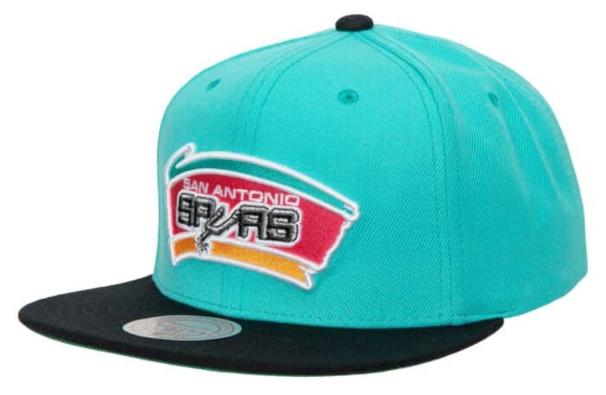 Men's Mitchell & Ness San Antonio Spurs 2-Tone Teal 2.0 Adjustable Snapback Hat - Pro Jersey Sports