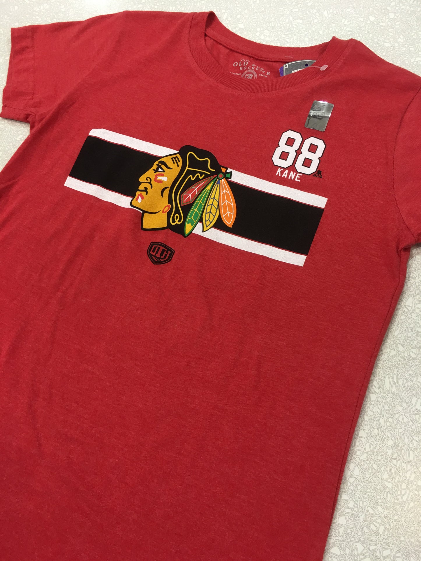 Women's Chicago Blackhawks Patrick Kane Stripes Player T-Shirt - Pro Jersey Sports