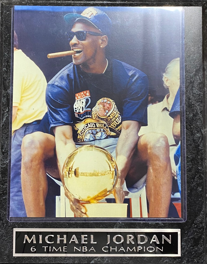 Michael Jordan Chicago Bulls 6 Time NBA Champion Wall Plaque - Pro Jersey Sports
