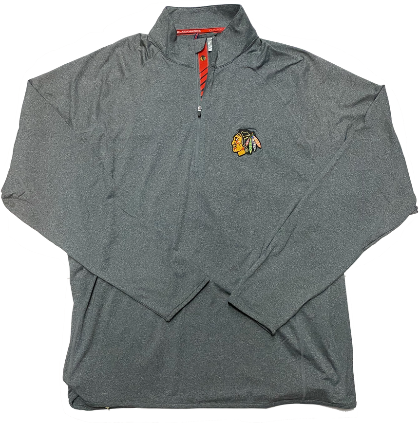Men's Chicago Blackhawks Gray Metro Racing Stripes 1/4 Zip Track Jacket By Levelwear - Pro Jersey Sports