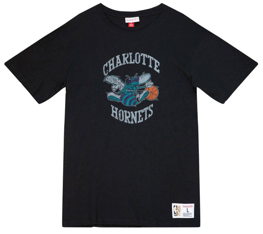 Men's Charlotte Hornets NBA Legendary Slub Black Tee By Mitchell And Ness - Pro Jersey Sports