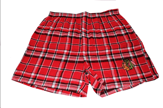 Chicago Blackhawks Adult Plaid Bleacher Boxer - Pro Jersey Sports