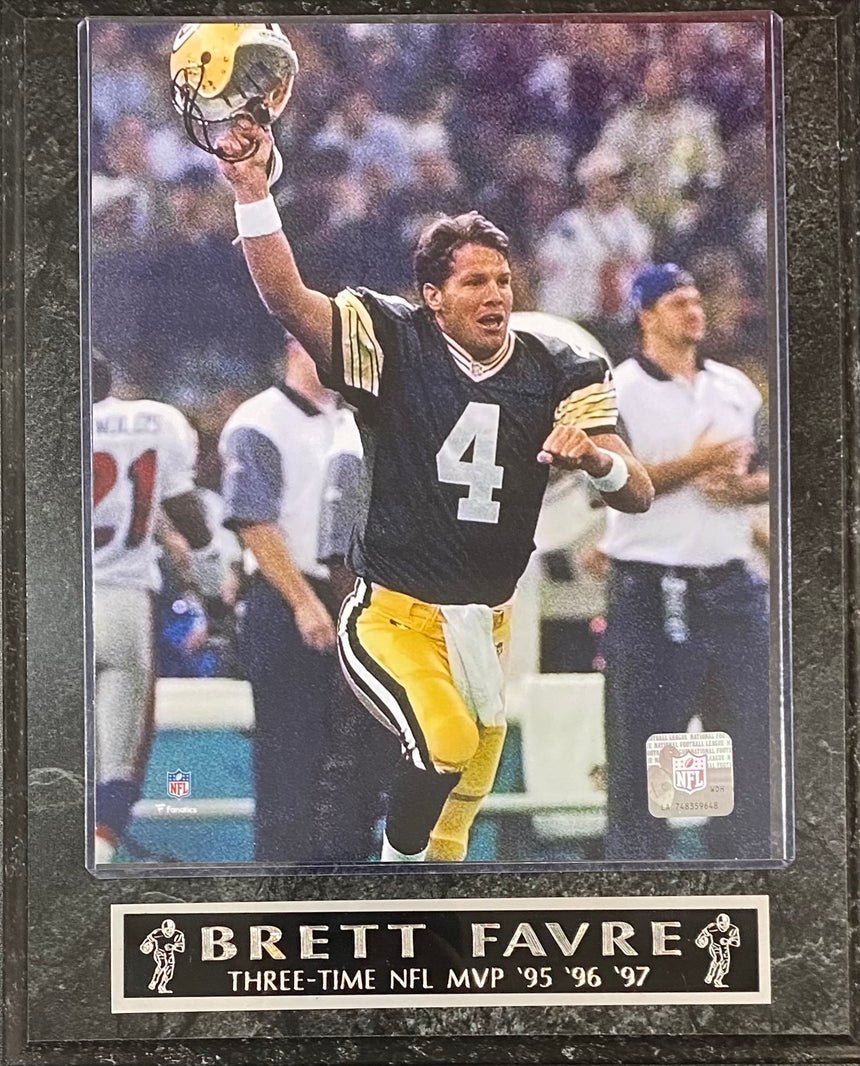 Brett Favre Three Time NFL MVP 95' 96' 97' Green Bay Packers Wall Plaque - Pro Jersey Sports