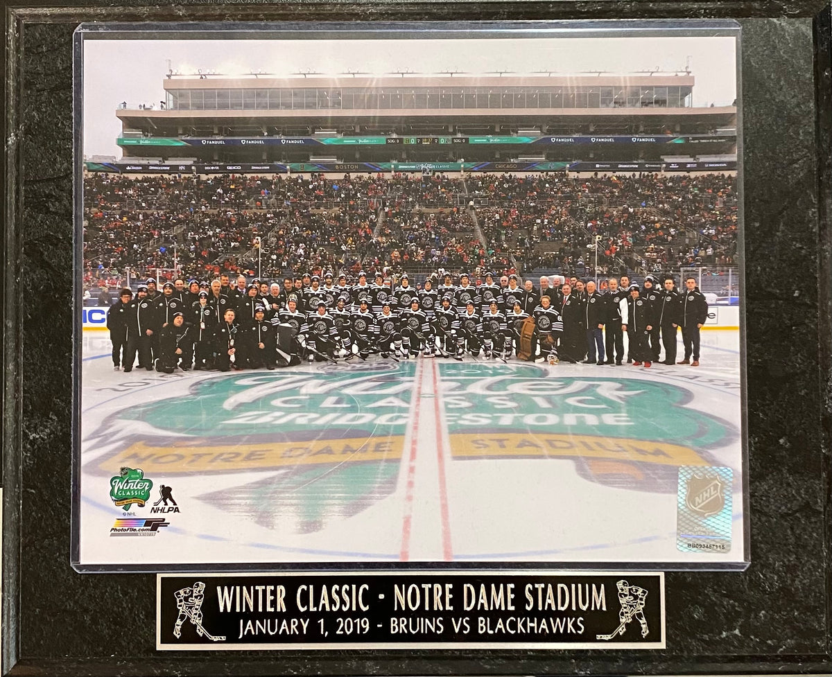 Winter Classic Notre Dame Stadium Chicago Blackhawks vs Boston Bruins Plaque - Pro Jersey Sports