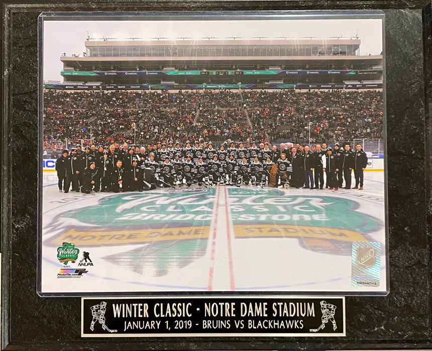 Winter Classic Notre Dame Stadium Chicago Blackhawks vs Boston Bruins Plaque - Pro Jersey Sports