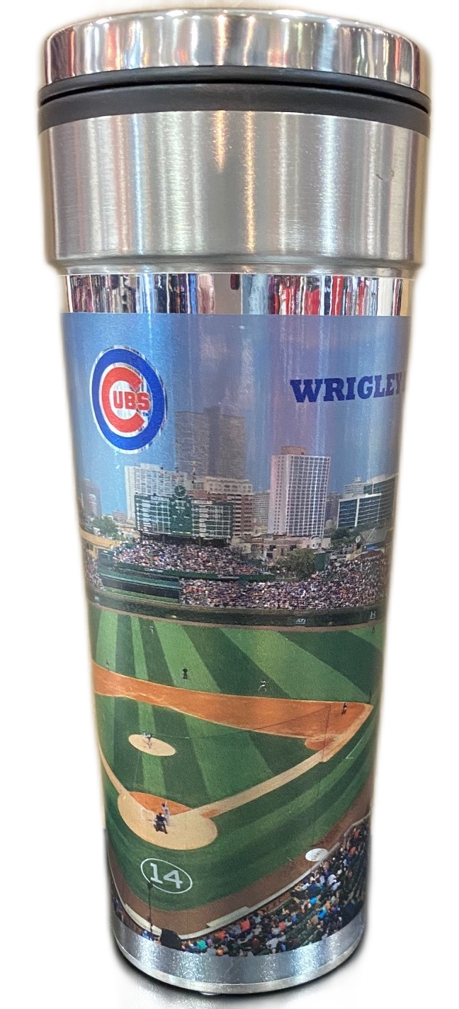 Chicago Cubs Wrigley Field Metallic Wrap 22 oz Travel Mug - Pro Jersey Sports