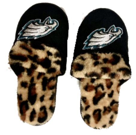 Women's Philadelphia Eagles Leopard Print Sherpa Slide Slippers - Pro Jersey Sports