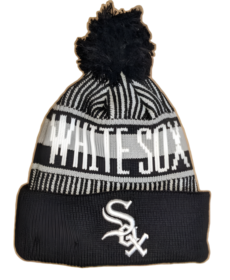 Men's Chicago White Sox New Era Knitstripe Black Cuffed Pom Knit Hat - Pro Jersey Sports