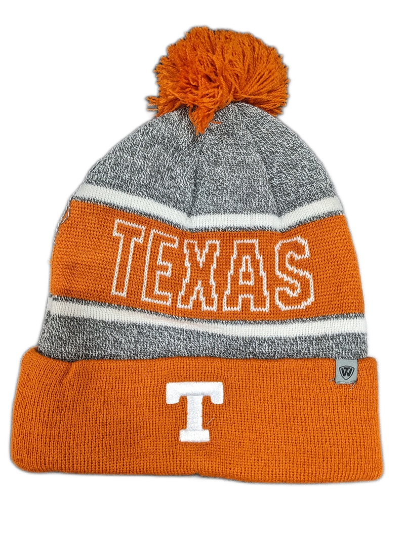 Texas Longhorns NCAA Top of the World Burnt Orange Cuffed Pom Knit Hat - Pro Jersey Sports