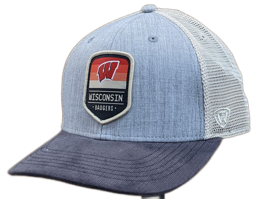 Wisconsin Badgers Steel Heather Trucker Adjustable Top of the World Hat - Pro Jersey Sports