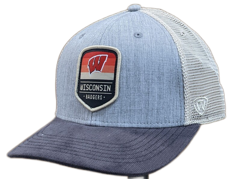 Wisconsin Badgers Steel Heather Trucker Adjustable Top of the World Hat - Pro Jersey Sports