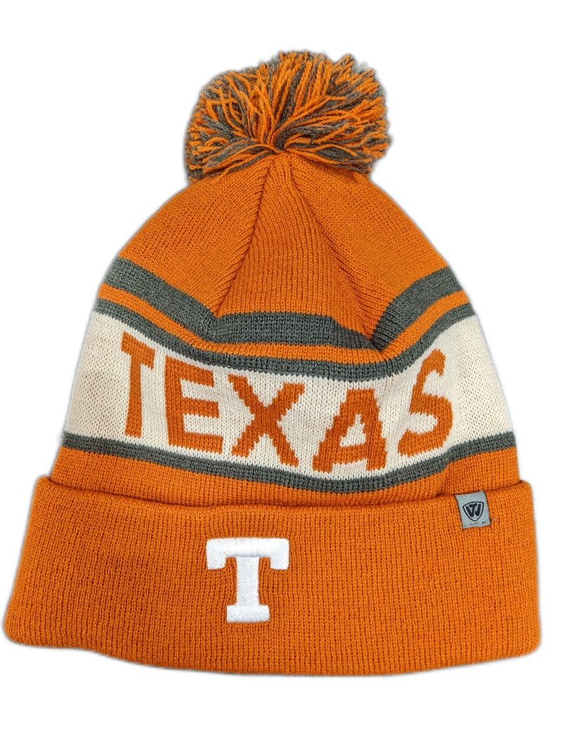Texas Longhorns NCAA Top of the World Rust Orange Cuffed Pom Knit Hat - Pro Jersey Sports