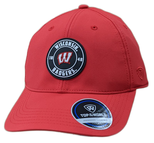 Men's Wisconsin Badgers Top of the World Red Performance Adjustable Hat - Pro Jersey Sports