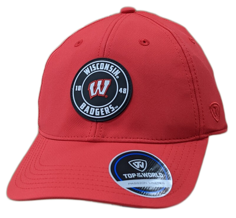 Men's Wisconsin Badgers Top of the World Red Performance Adjustable Hat - Pro Jersey Sports