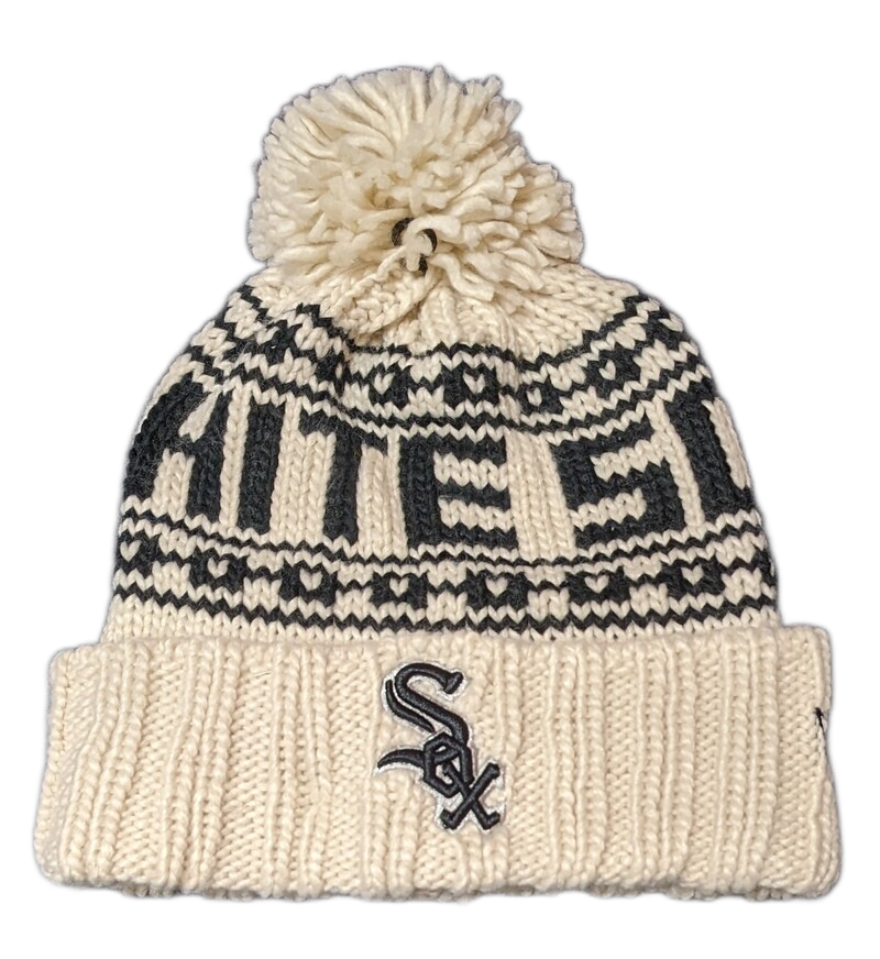 Women's Chicago White Sox New Era Cream Knitsport Cuffed Knit Hat with Pom - Pro Jersey Sports