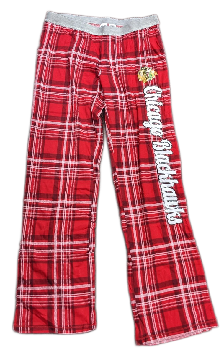 Chicago Blackhawks Womens Formation Knit Printed Plaid Pajama Pants - Pro Jersey Sports