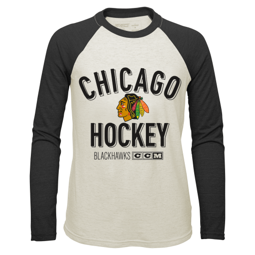 Chicago Blackhawks CCM Vintage Long Sleeve Crew Neck Tee - Pro Jersey Sports